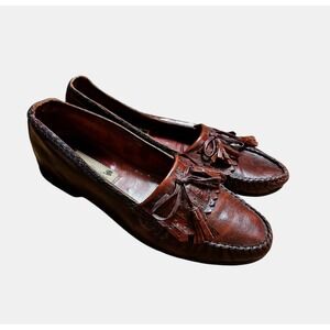 Stanley Blacker Mens Leather Kiltie Loafers Tassel Dress Shoes 8.5 M Brown Italy